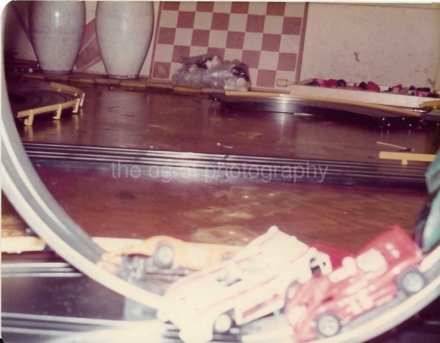 Car Loop Abstract FOUND Photo Poster painting Color SLOT RACING TRACK 60's 70's VINTAGE 02 27 F