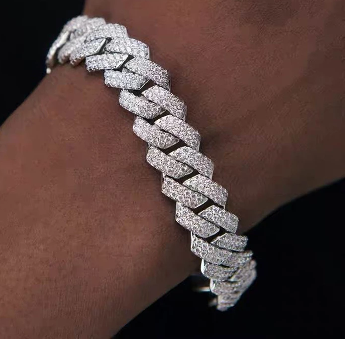 19MM Prong Cuban Link Bracelet Full Iced Out Men Jewelry-VESSFUL