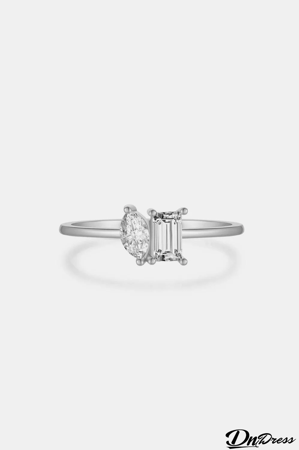 925 Sterling Silver Geometric Zircon Ring