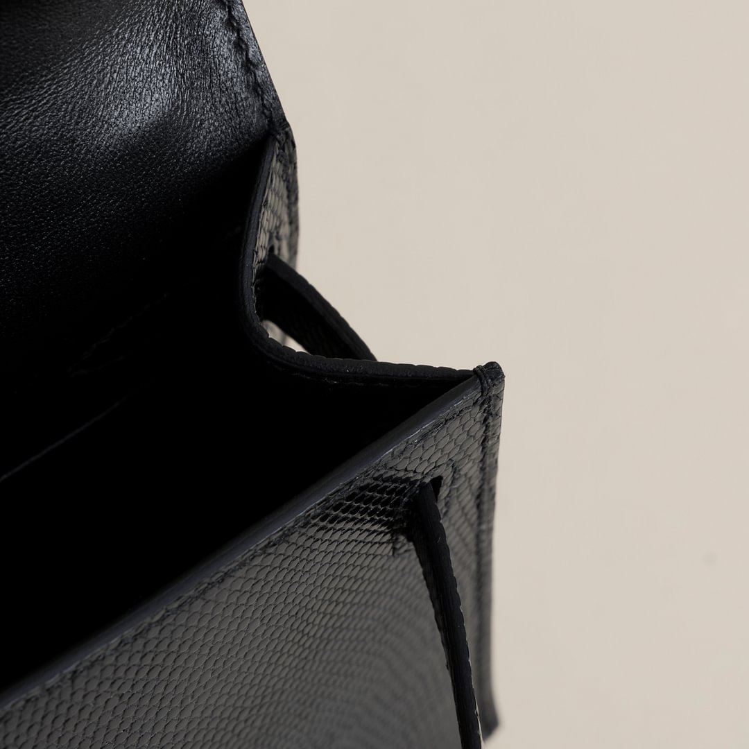 Mini Kelly II  Lizard CK89 Noir PHW