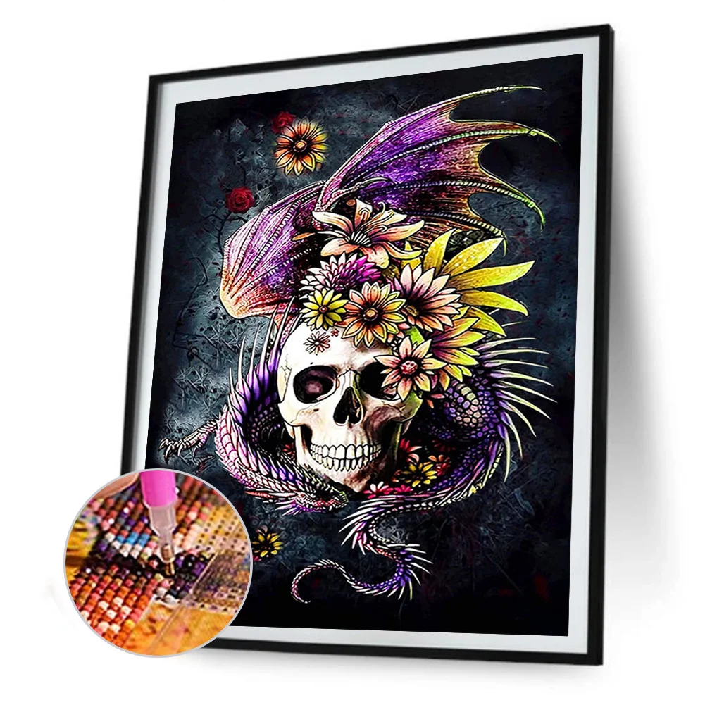 DIY Full Round Drill Diamond Painting 5D Weird Skull Poster Kit (B3867)