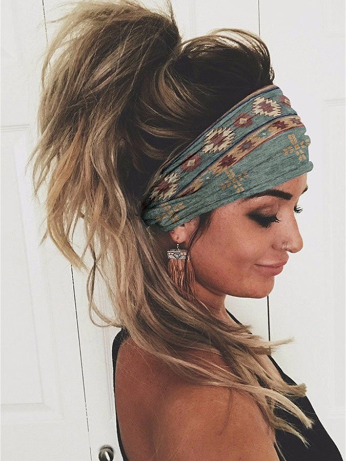 Vintage Geometric Print Headband