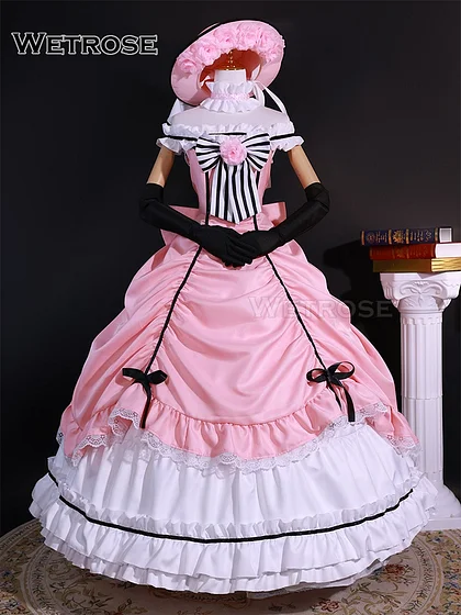 [Wetrose] Robin Ciel SSR Cosplay Costume Black Butler Victorian-style Gown Pink Gothic Lolita Long Dress Set Wig Halloween Xmas