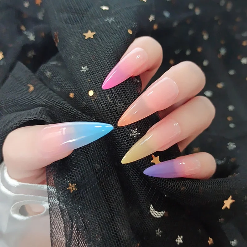 24pcs/set Press on Nail Tips Acrylic 10 Sizes Flower Design Fake Nails Art Full Cover French False Nail Art Tips Artifical Nails-Nail Inspo