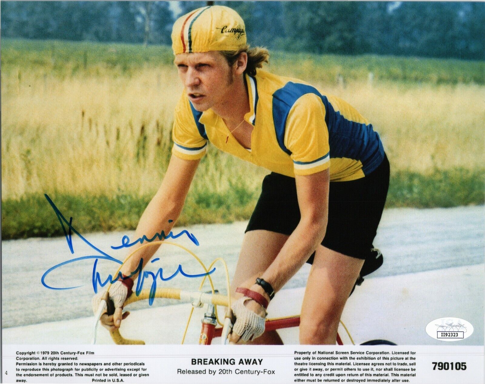 DENNIS CHRISTOPHER Authentic Hand-Signed BREAKING AWAY