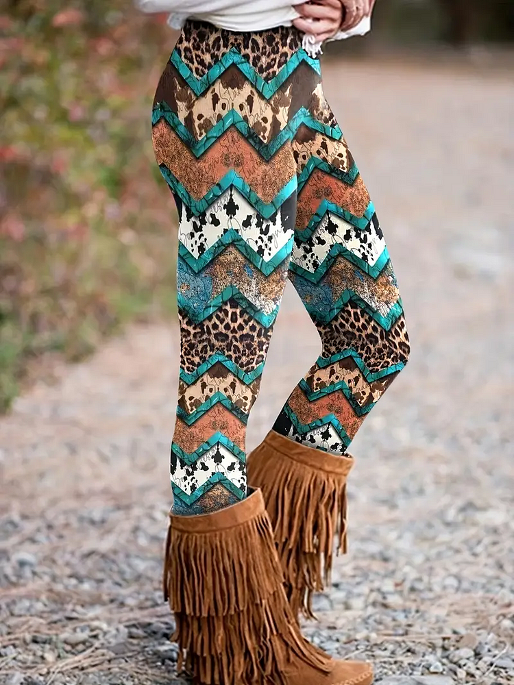 Western Ethnic Print Skinny Leggings