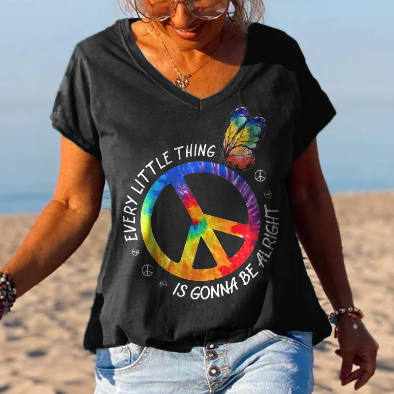 Every Little Thing Is Gonna Be Alright Tie Dye Peace Sign T-shirt