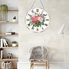 2D DIY Acrylic Pink Flower Diamond Painting Wall Clock Pendant w/ Clock Function