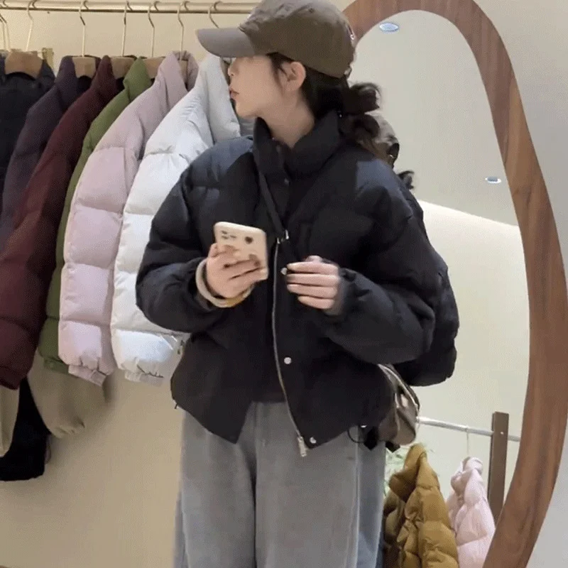 Woherb Advanced Sense Short Down Jacket Female Winter 2024 New Small Standing Collar Versatile White Duck Down Warm Coat Qiao-Outfit Ideas