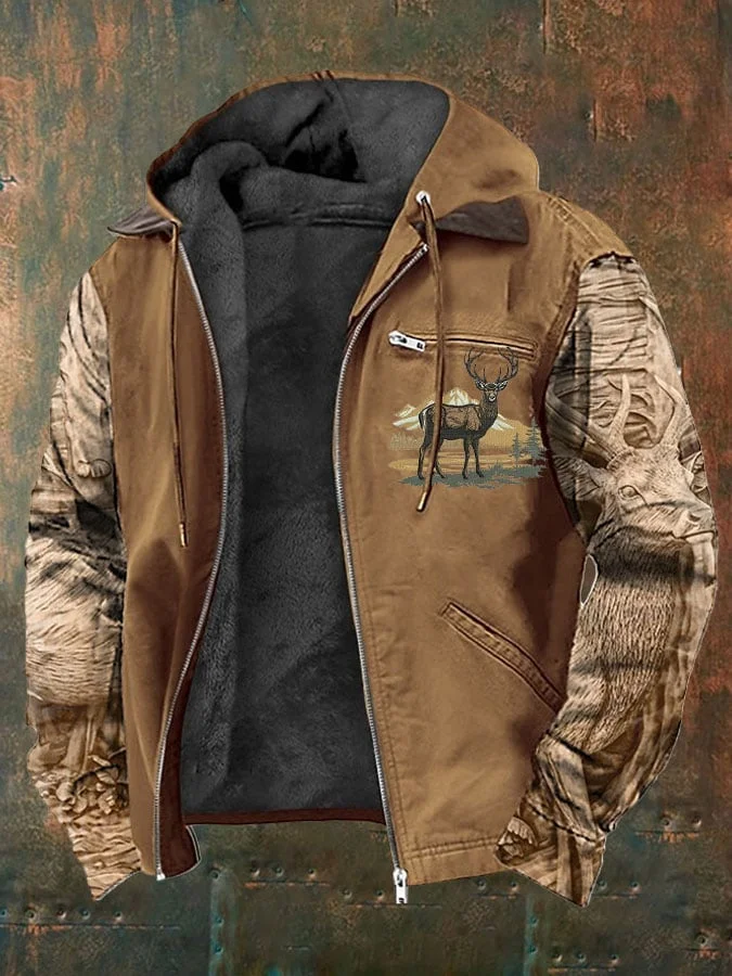 Men's Vintage Camouflage Elk Fleece Jacket