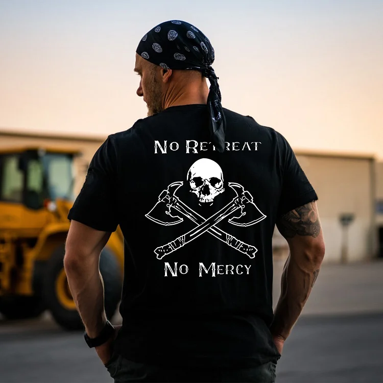 No Retreat No Mercy Retro Axe Skull Print, Gen X Custom Year Of Birth T shirt, Cotton T Shirt