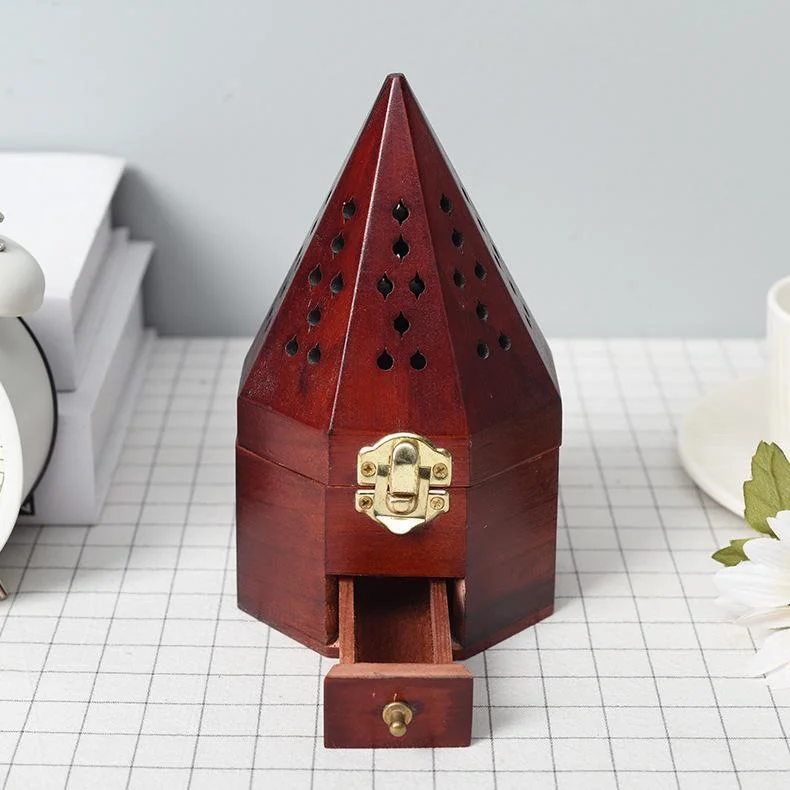 Pyramid wood incense burner