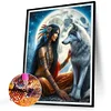 Diamond Painting-DIY Full Round Drill Girl Wolf(40*50CM)