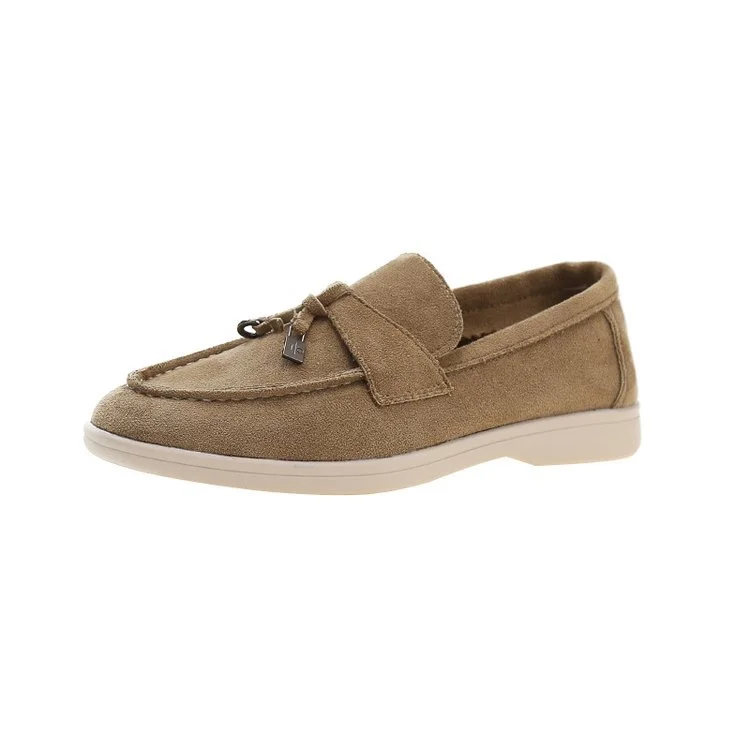 Yyvonne And Autumn 2025 New Lazy One Foot Flat Bottom Students British Style Retro Velvet Round Head Single Shoes Women