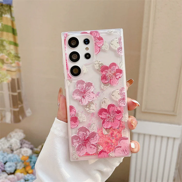 New Quicksand Glitter Powder Luminous Flower Phone Case for Samsung Series