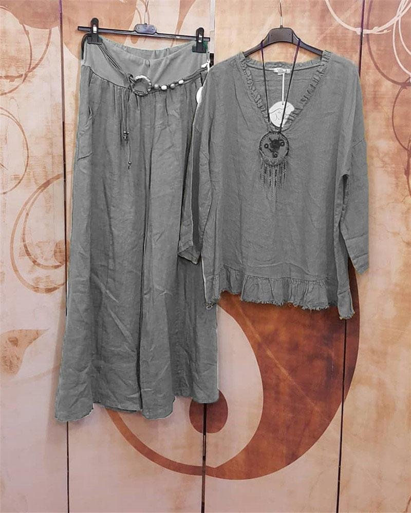 Casual Simple Long Sleeve V Neck Suit