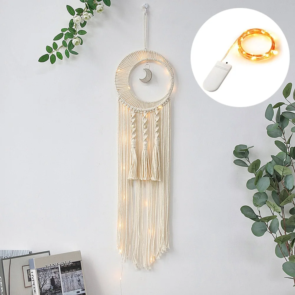 Macrame Dream Catcher Boho Home Decor Moon Ramadan Decoration Macrame Wall Hanging Baby Nordic Room Decoration Kids Nursery