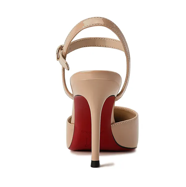 60mm/80mm Women's Kitten Heels Pumps Pointed Toe Slingback Red Bottoms Sandals-vocosishoes