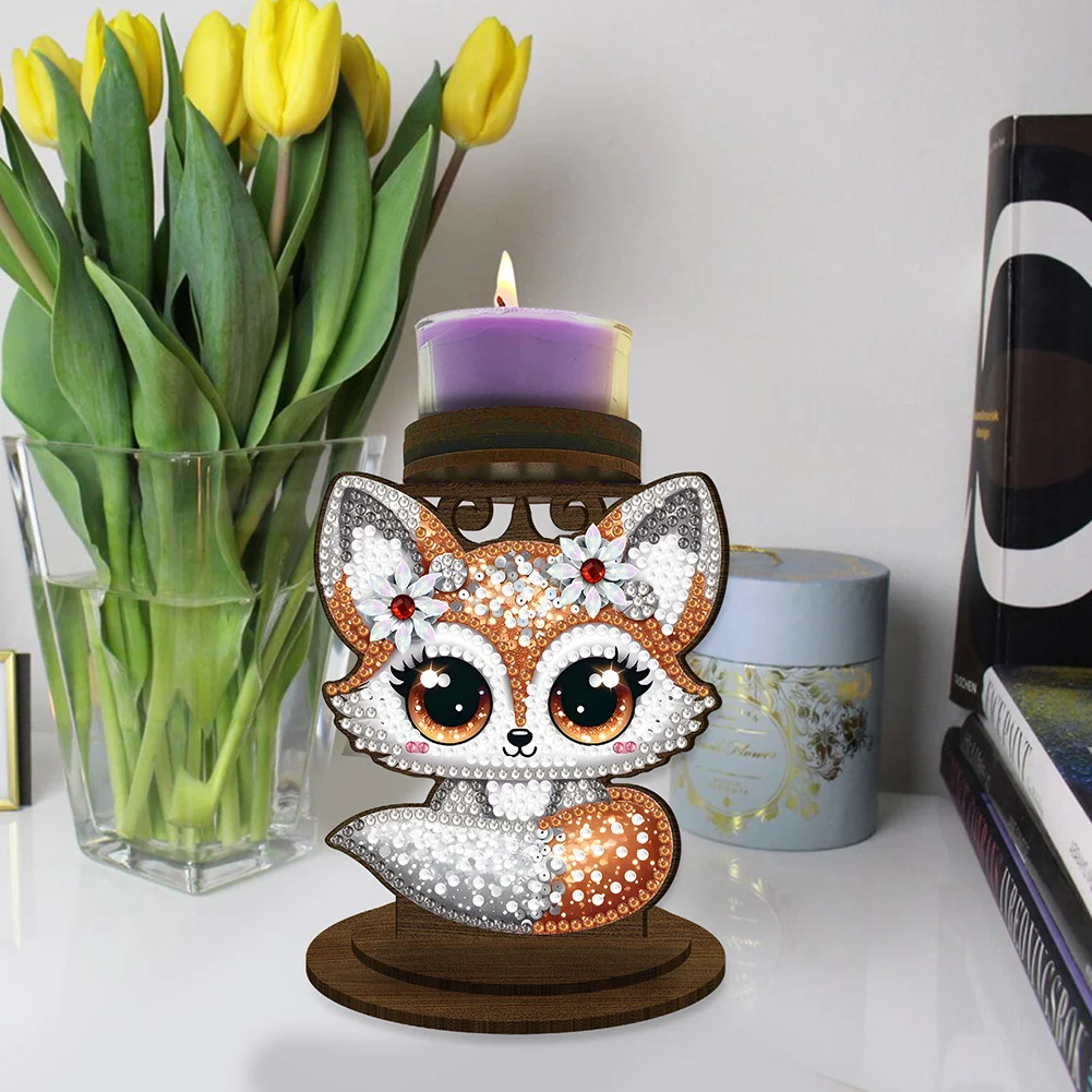 5D DIY Squirrel Diamond Painting Desktop Candle Holder Gifts for Family Friend