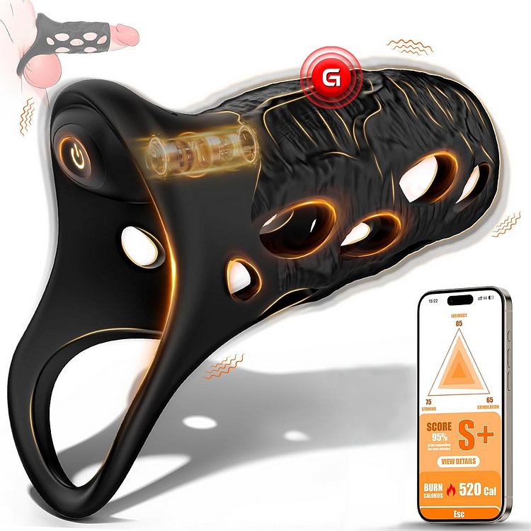 pearlsvibe -  Couple Sex Toys Cock Rings Penis Sleeve & G-spot Vibrator With 10 Vibrations
