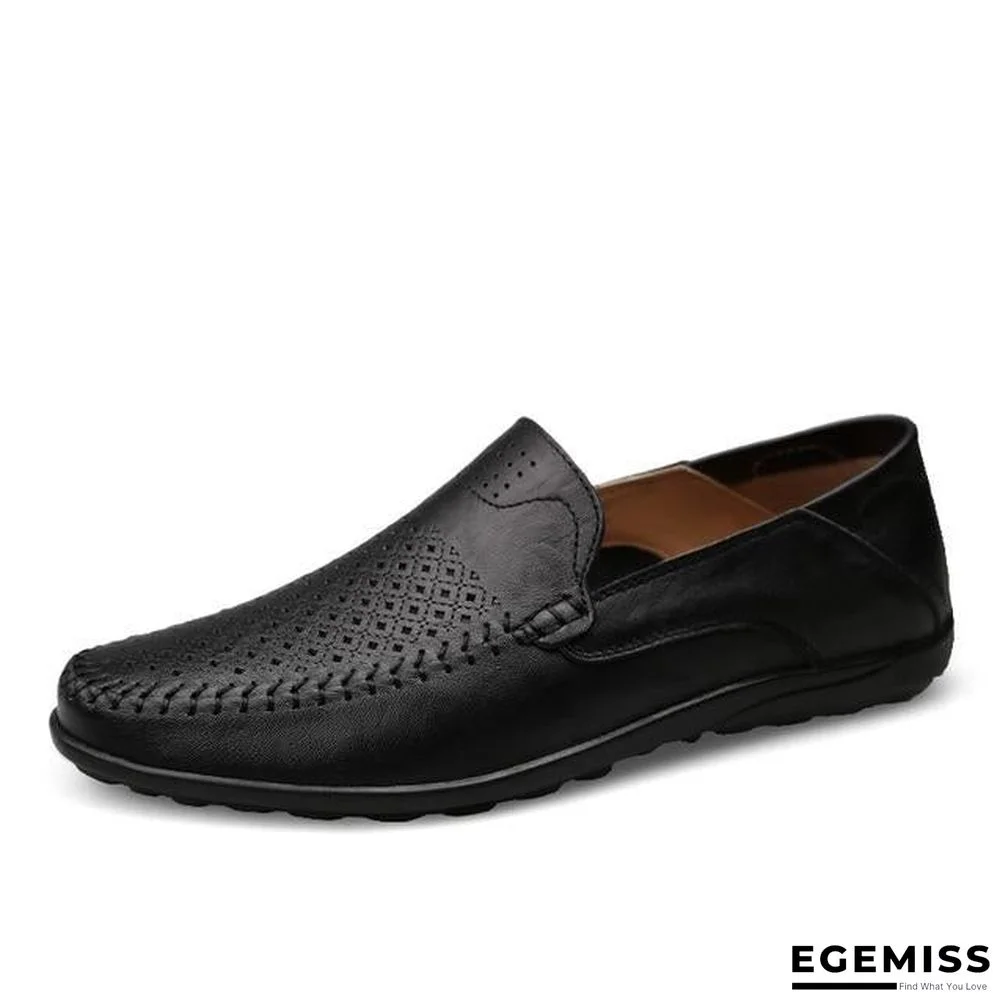 Mens Genuine Leather Loafers Moccasins Comfy Breathable Slip On Boat Shoes | EGEMISS