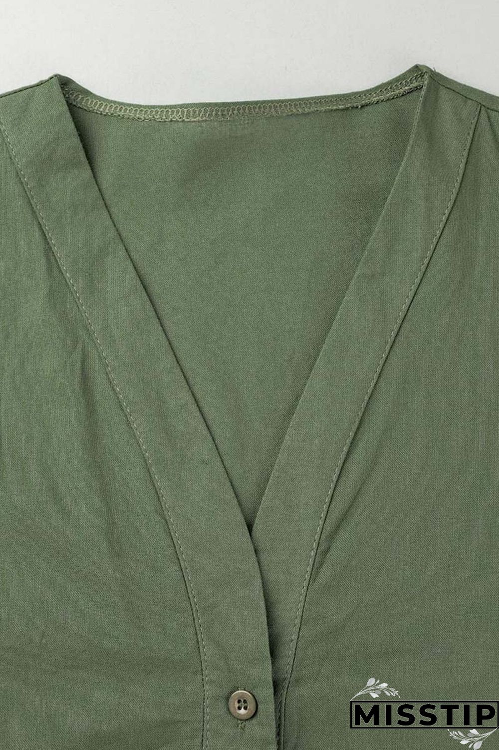 Ink Green Casual Solid Tassel Patchwork V Neck Half Sleeve Two Pieces