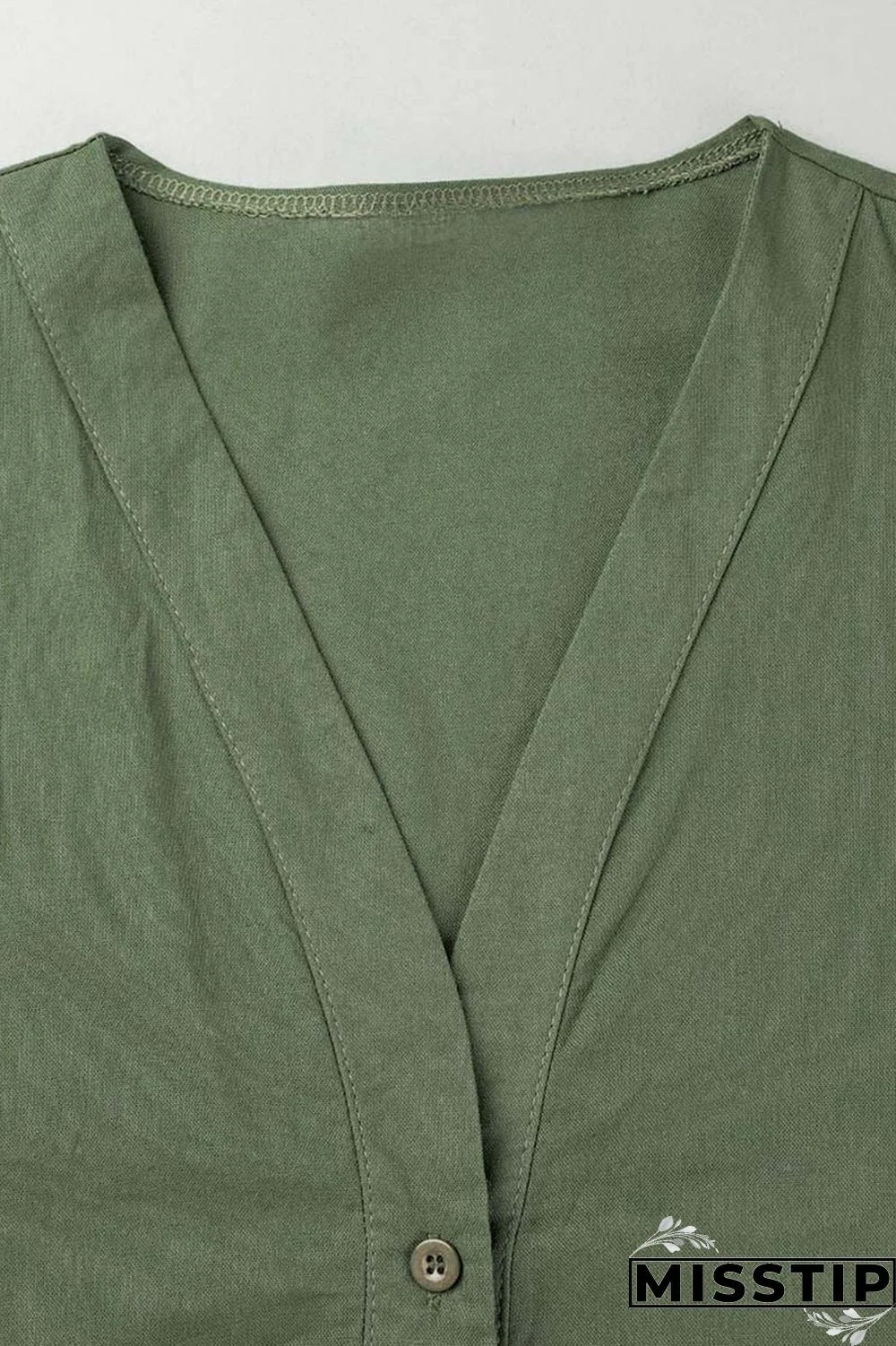 Ink Green Casual Solid Tassel Patchwork V Neck Half Sleeve Two Pieces