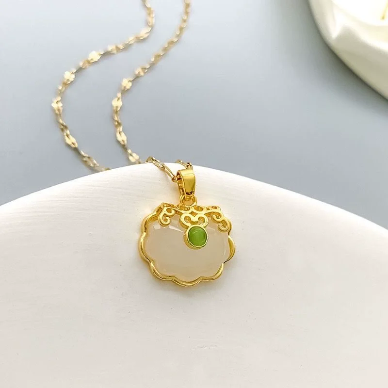 Chinese Peace Buckle Gold-Plated Necklace