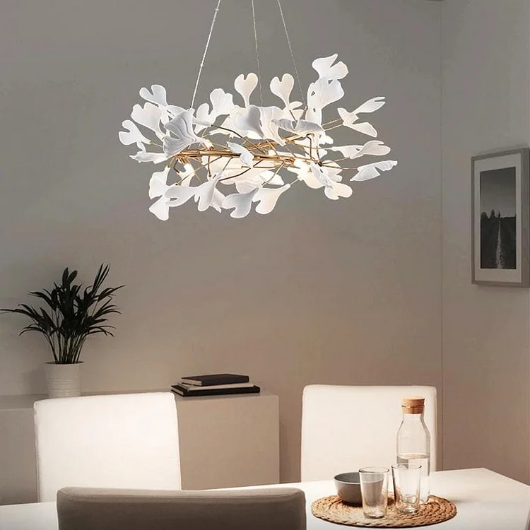 Ceramic Chandelier Leaf-shaped Lighting Fixture Vjlight