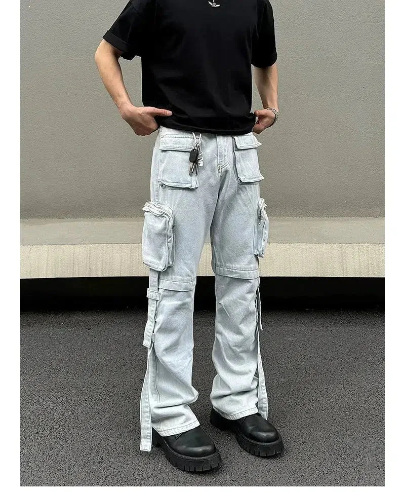 Aonga Light Blue Denim Cargo Pants