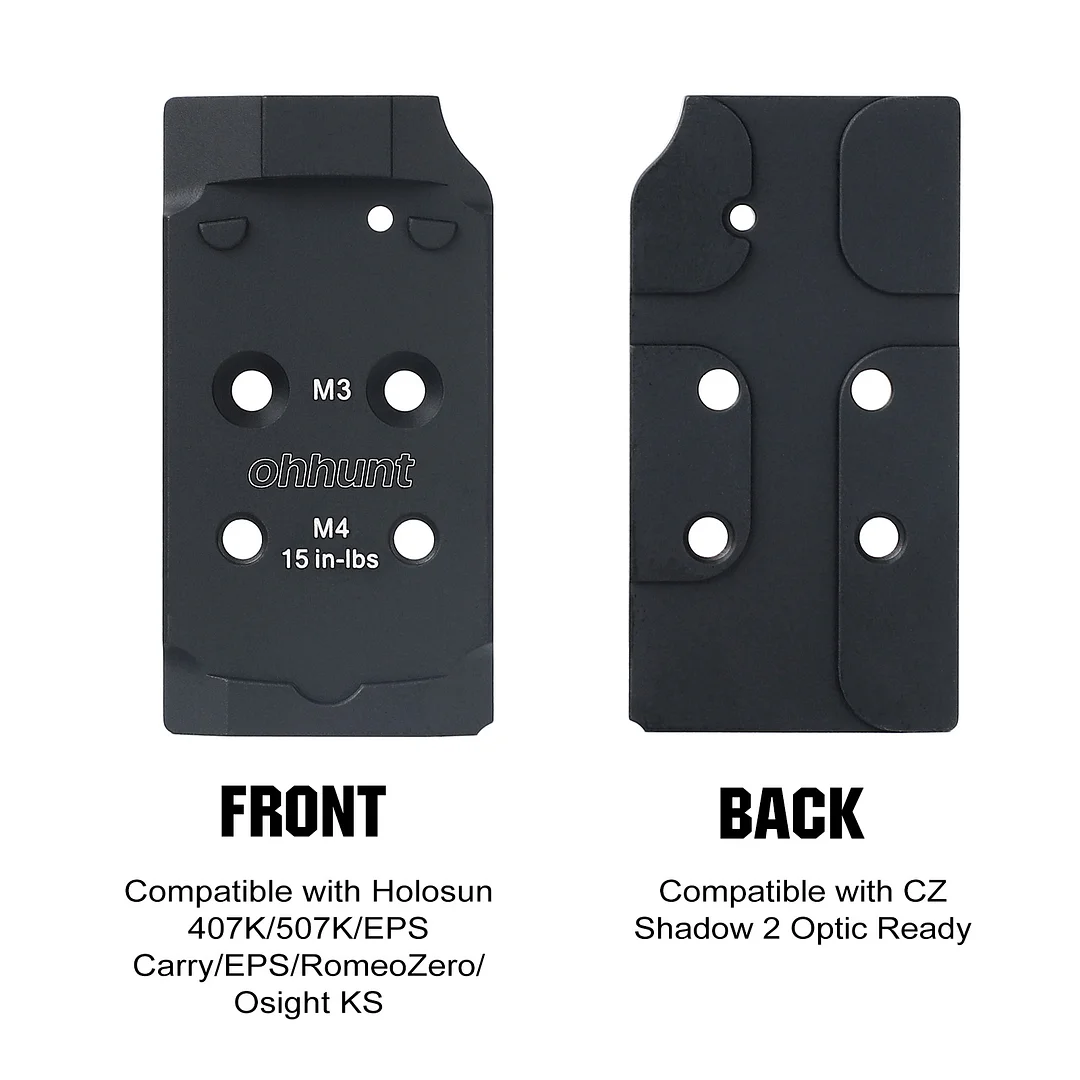 ohhunt&reg; CZ SHADOW 2 OR optic Adapter Plate for 407K 507K EPS RMSc RD-U1 RD-U3 RD-U5 CNC 7075-T6