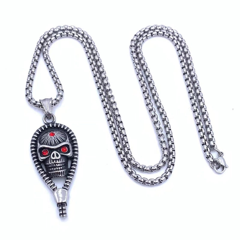 Hip-Hop Retro Solid Color Titanium Steel Halloween Men's Pendant Necklace