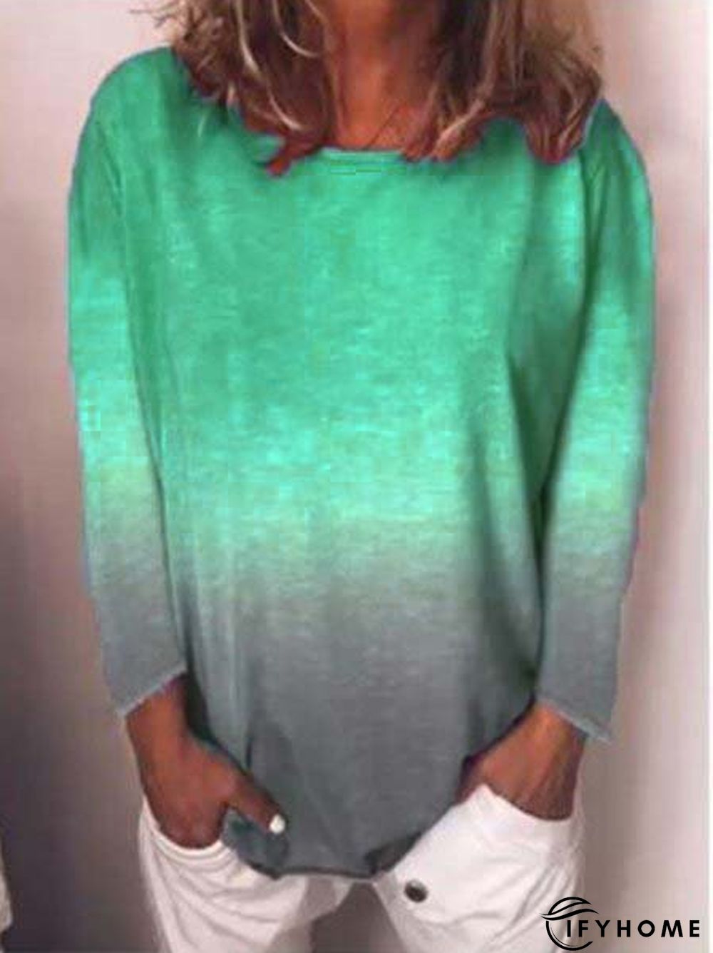 Long Sleeve Printed Casual Tie-Dye T-shirt | IFYHOME