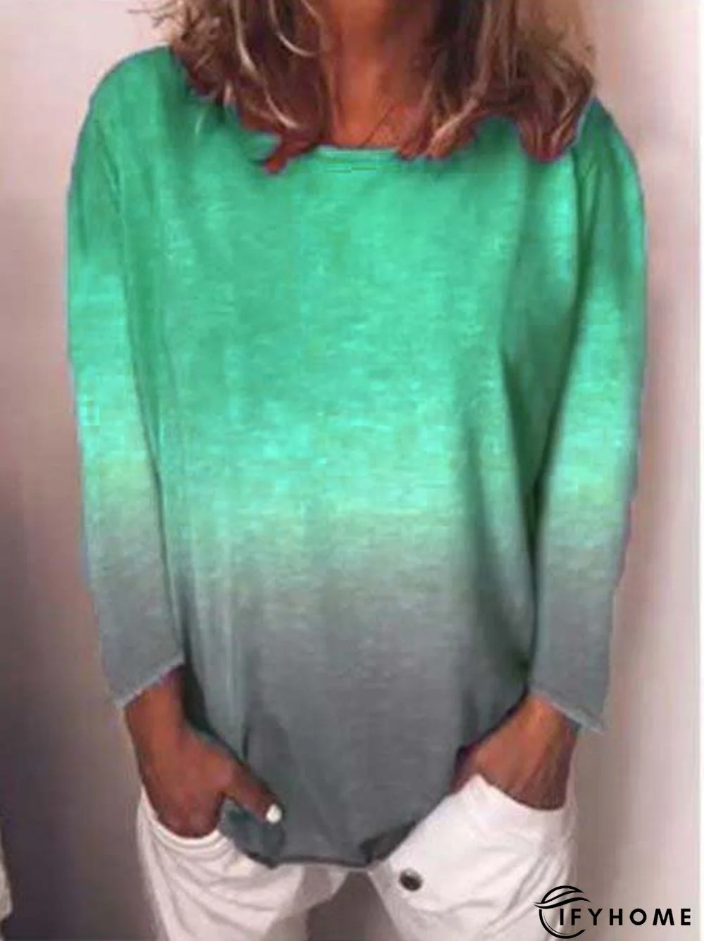 Long Sleeve Printed Casual Tie-Dye T-shirt | IFYHOME