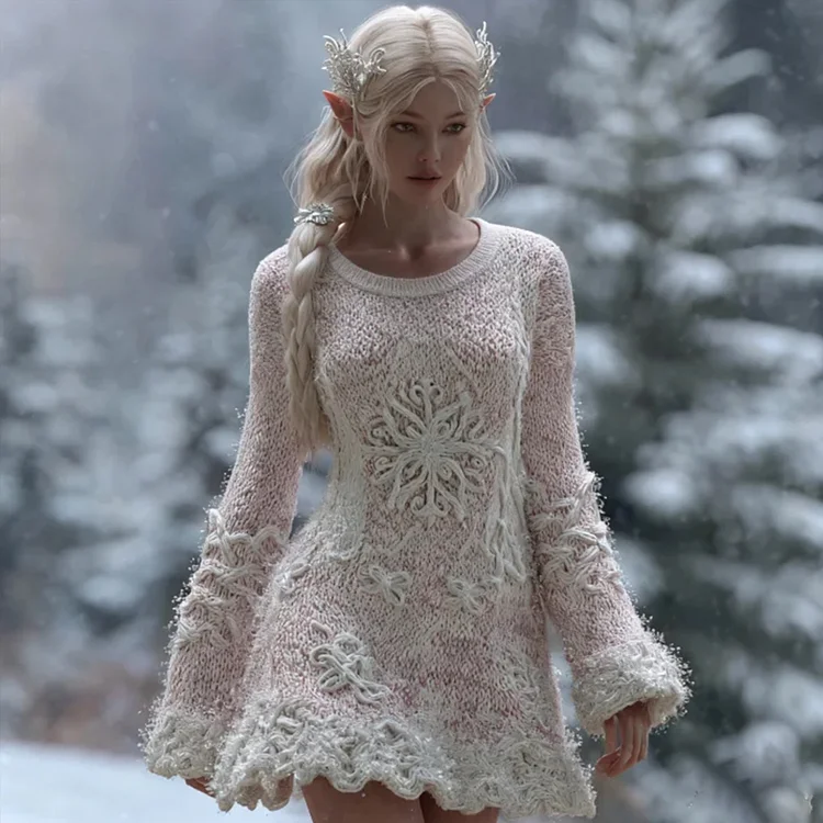 Women's Christmas Snowflake Pink Dress