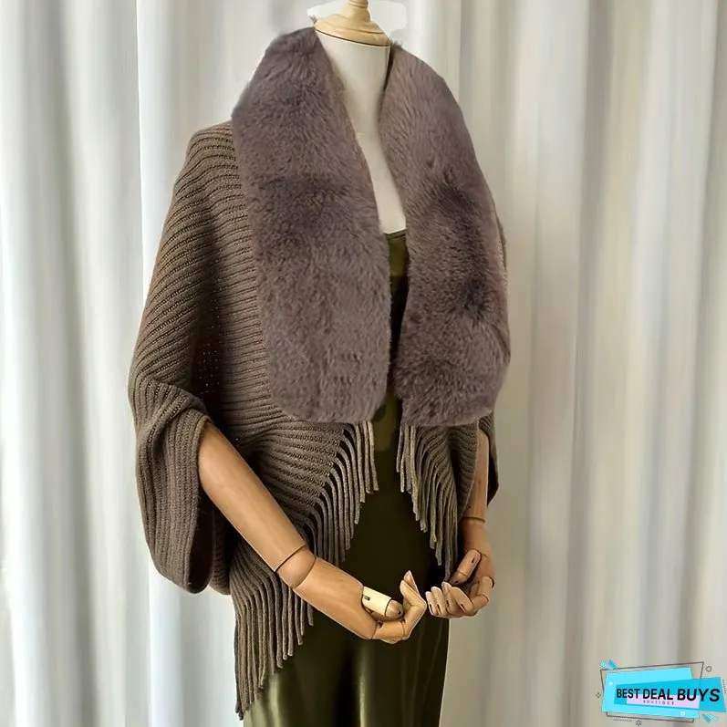 Furry Windproof Thermal Outdoor Shawls, Fall Winter Keep Warm Trendy Scarf Warp Cape Poncho For Fishing Cycling Riding
