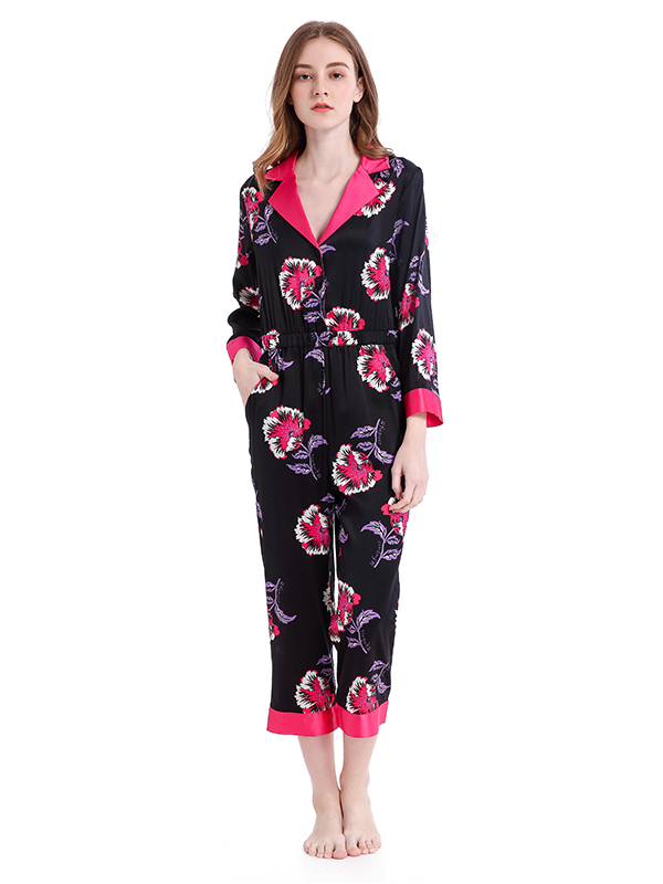Printed Silk Jumpsuit Pajama