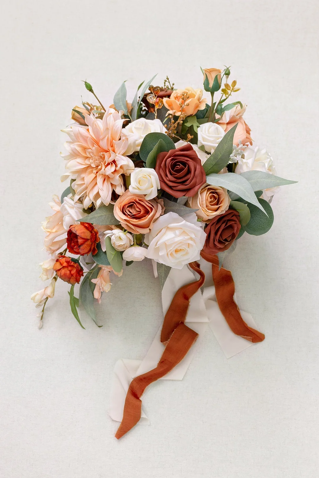 Standard Cascade Bridal Bouquet in Sunset Terracotta