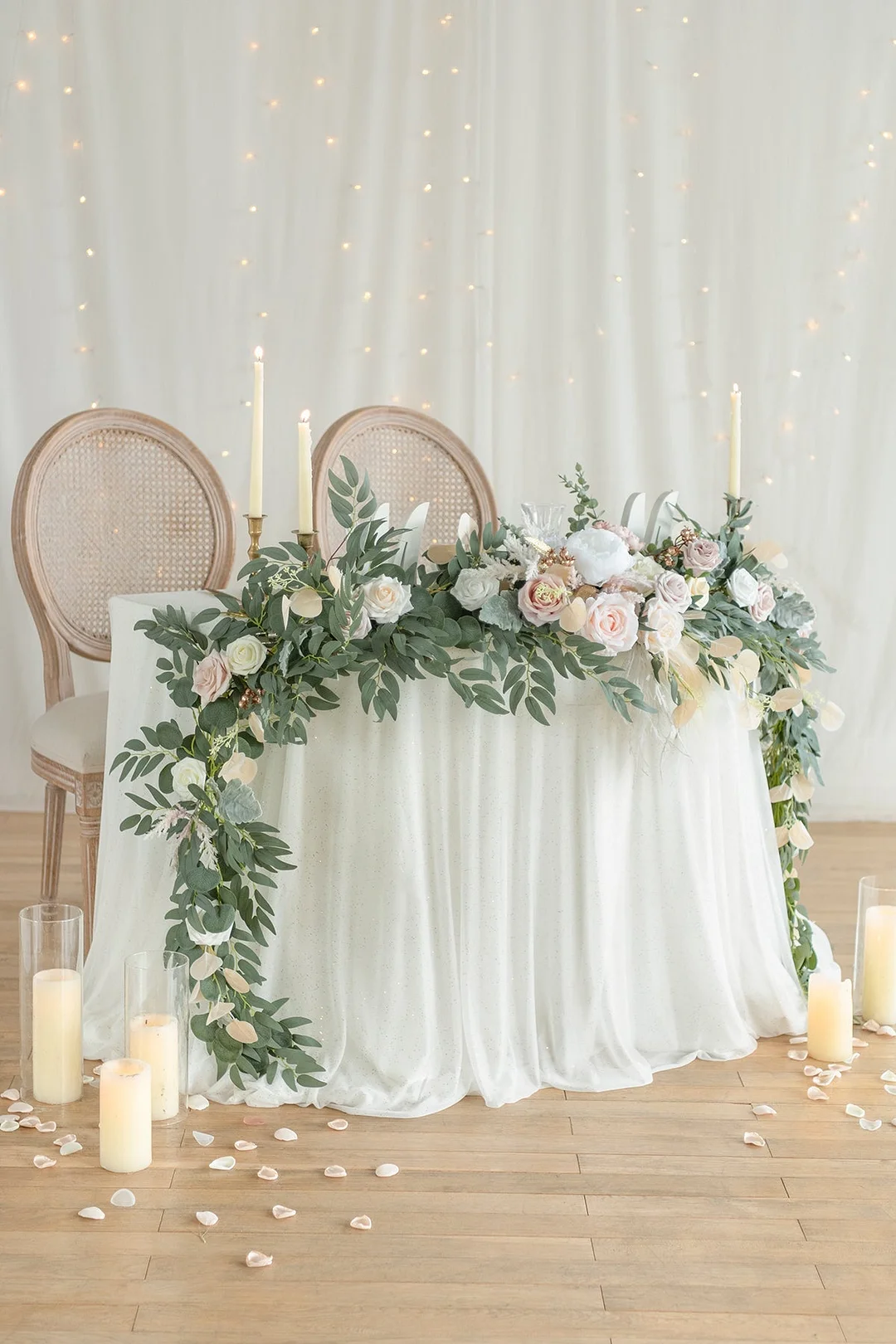 Head Table Flower Garland in White & Beige
