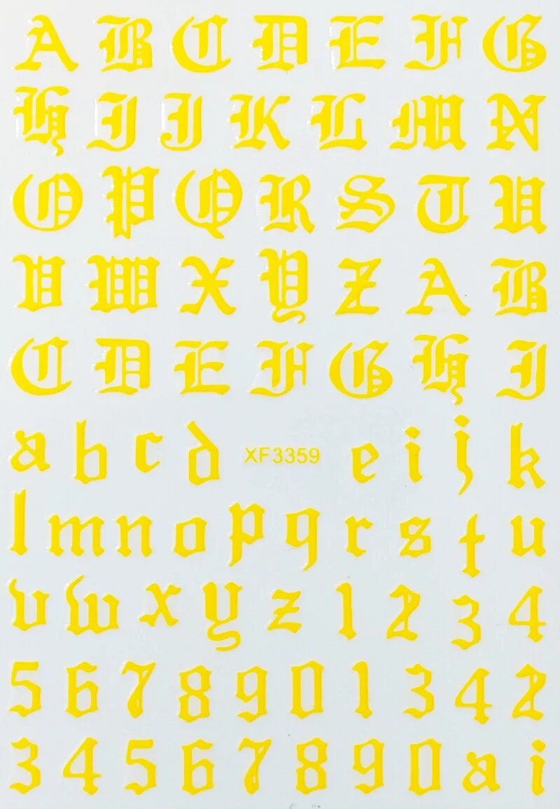 3D New Fashion Old English Font Manicure Design Black Nail Art Stickers Manicure Decal Stickers for Nails Decal Decoration-Nail Inspo