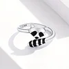 925 Sterling Silver Wrap Ring Cute Raccoon Design