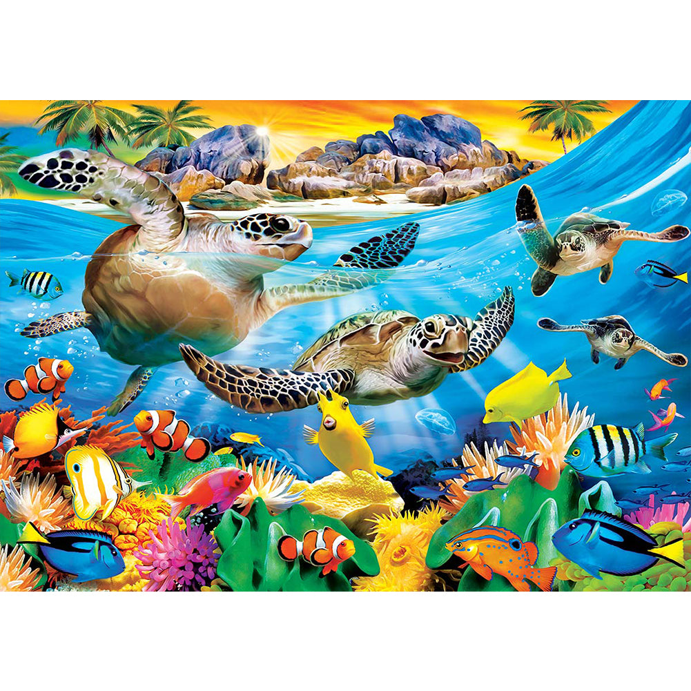 Sea Turtle Round Full Drill Diamond Painting 40X30CM(Canvas) gbfke
