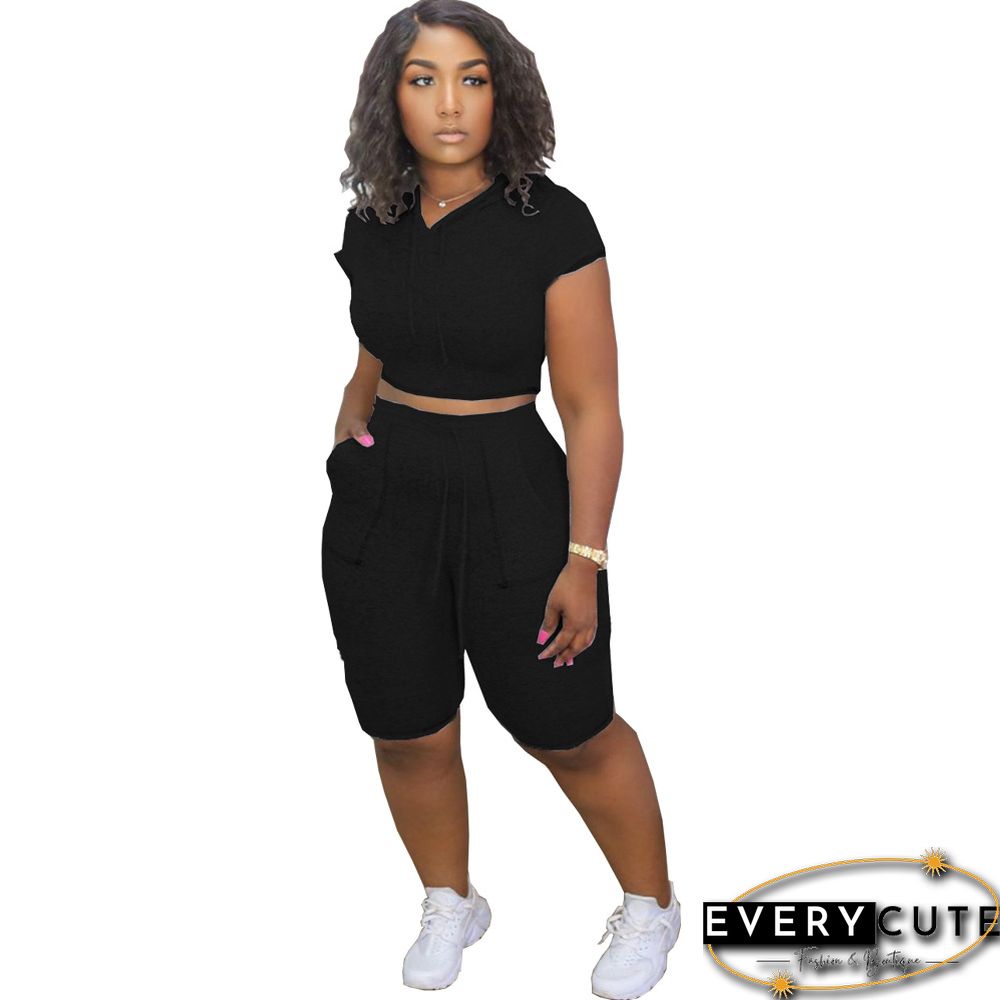 Women Fashion Printed Short Sleeve T-Shirts & Skinny Shorts Sets Two Pieces Outfits Crop Top And Short Pants Sets