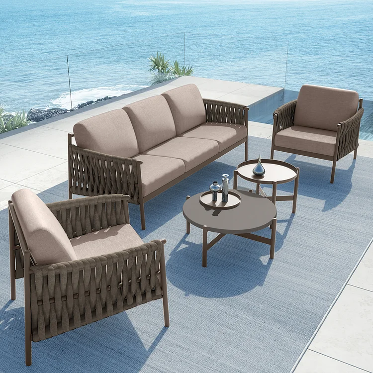 GRAND PATIO 5-Piece Patio Furniture Set, Thick Cotton Rope Outdoor Conversation Sofa Set