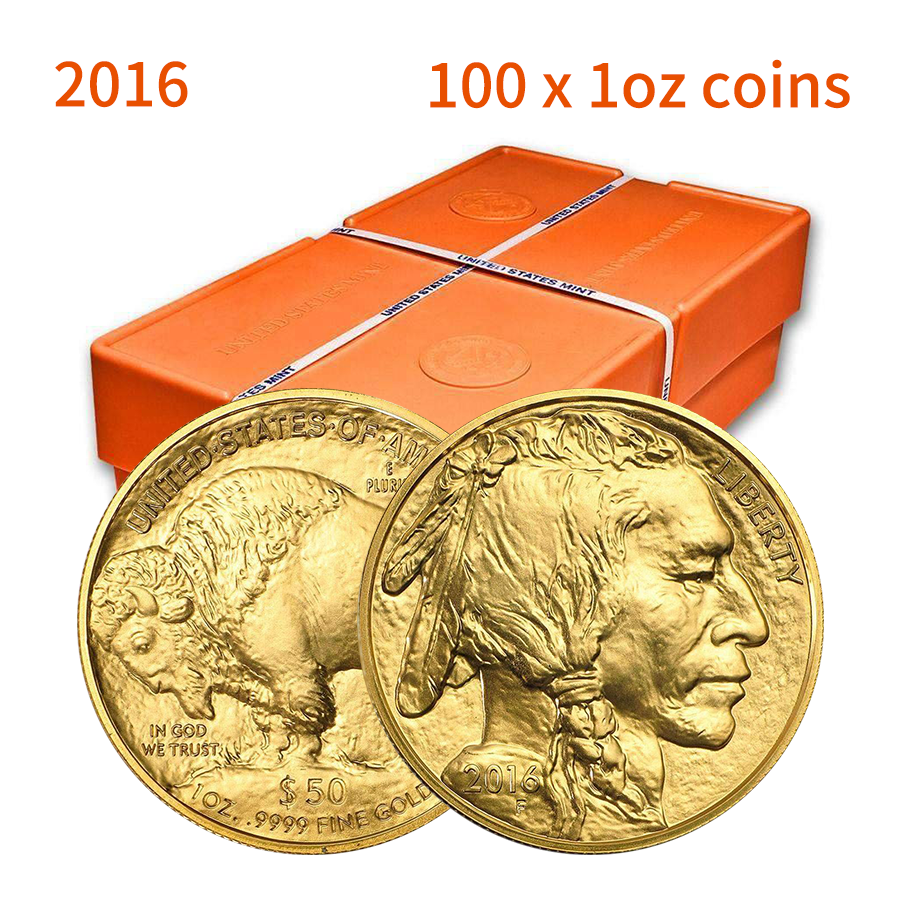 2016 1 oz Buffalo BU Monster Box - (100 X 1 Oz Gold Coins)
