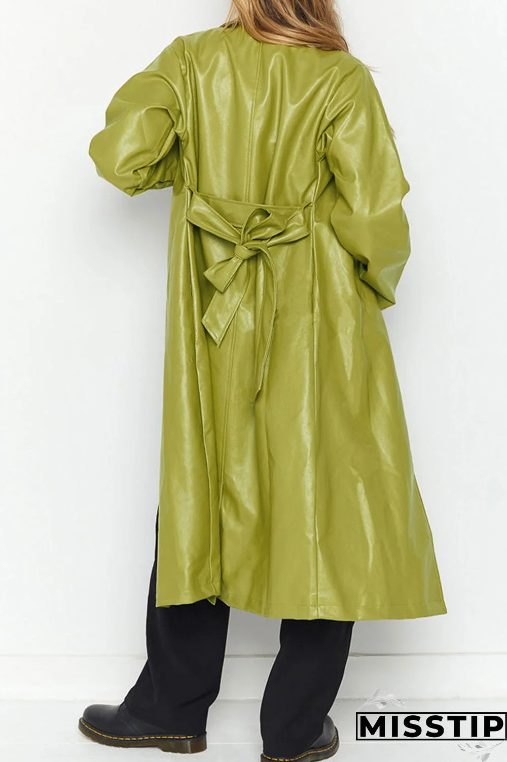 Black Elegant College Solid Solid Color Turn-back Collar Outerwear