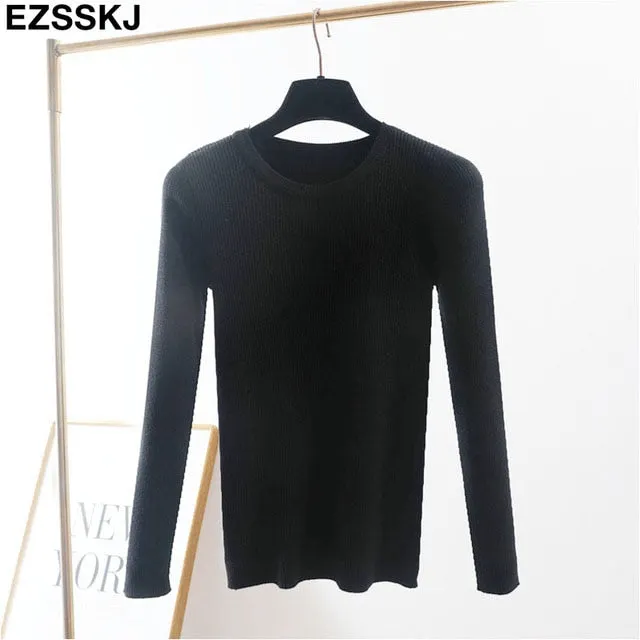 winter clothes Knitted woman sweaters Pullovers spring Autumn Basic women's jumper Slim women's sweater cheap pull long sleeve