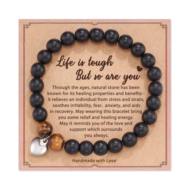 2 Pieces Retro Geometric Natural Stone Handmade Bracelets