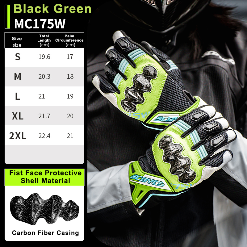 SCOYCO Full Finger Motorcycle Gloves Summer Breathable Touch Screen Carbon Fiber Motocross Riding Gloves Motorcycle Accessories