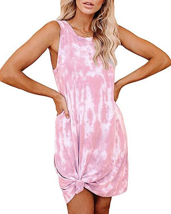Women's Tie Dye Printed Loose Vest Dress